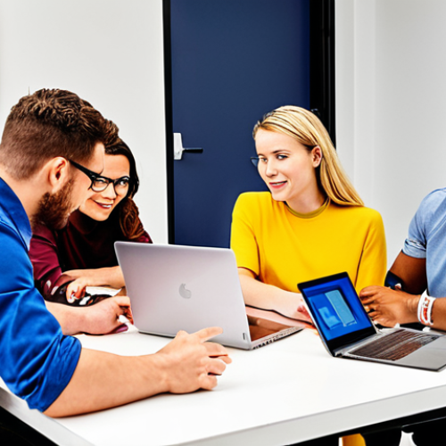 **

"A diverse group of professionals from different departments (engineering, marketing, design) are collaboratively brainstorming around a table. Use bright, modern office setting. Emphasize collaboration and idea generation. Include laptops, whiteboards with sketches, and sticky notes. Style: Clean, vibrant, emphasizing teamwork."

**